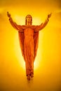 A wooden statue of the resurrected Jesus Christ in the Catholic Basilica of Don Bosco in Colle Don Bosco, Italy.