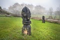 A wooden statue of the Viking