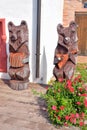 Wooden statues of bears in Kirillo-Belozersky monastery.