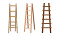 Wooden Step Ladder for Domestic and Construction Need Vector Set