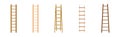 Wooden Step Ladder for Domestic and Construction Need Vector Set