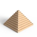 Wooden step pyramid. Geometric shape with stairs.