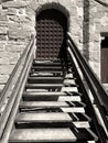 Wooden steps leading to castle door Royalty Free Stock Photo