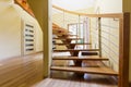 Wooden steps in a spacious hall Royalty Free Stock Photo