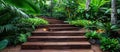 Wooden Steps in Tropical Garden Royalty Free Stock Photo