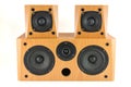 Wooden stereo speakers on white Royalty Free Stock Photo