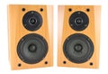 Wooden stereo speakers on white Royalty Free Stock Photo