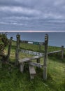 Wooden stile on the Welsh coastal path