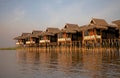 Wooden stilt bungalows on the Lake Inle Myanmar