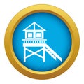 Wooden stilt house icon blue vector isolated Royalty Free Stock Photo