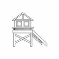 Wooden stilt house icon, outline style Royalty Free Stock Photo