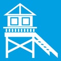 Wooden stilt house icon white