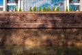 Wooden-stone  wall above the fountain, water Royalty Free Stock Photo