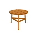 Wooden stool. Chair with three legs. Simple old homemade furniture. Royalty Free Stock Photo