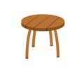 Wooden stool. Chair with three legs. Simple old homemade furniture. Royalty Free Stock Photo