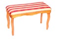 Wooden stool with striped upholstery isolated Royalty Free Stock Photo
