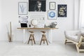 Wooden stools in living room Royalty Free Stock Photo