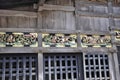 Storehouse facade with famous Monkeys carving from Toshogu Shrine Temple in Nikko National Park of Japan Royalty Free Stock Photo