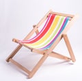 Wooden striped deck chair isolated