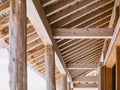 Wooden structure Japanese house Roof and columns Architecture details