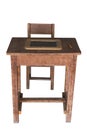 Wooden student desk and chair with slate