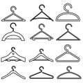 Wooden suit hanger vector icons set. Wooden icon. cloakroom illustration symbol collection.