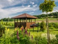 Wooden summer house with grill