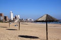 Wooden Sunshades on Addington Beach in Durban Royalty Free Stock Photo