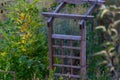 .wooden support for flowers in the garden