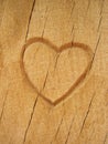 Wooden surface with cut heart