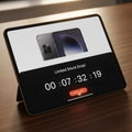 On a wooden surface highlighting modern technology and urgent Royalty Free Stock Photo