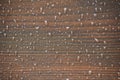 Wooden surface with water drops and texture Royalty Free Stock Photo
