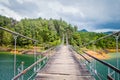 Wooden suspension bridge in Guatape, Colombia