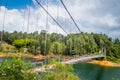 Wooden suspension bridge in Guatape, Colombia