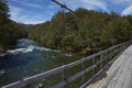 Wooden suspension bridge in Chilean Patagonia