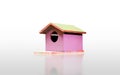 Wooden sweet pink birdhouse isolated on white background Royalty Free Stock Photo