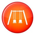 Wooden swings hanging on ropes icon, flat style Royalty Free Stock Photo