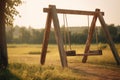 Wooden swings nature leisure time. Generate ai