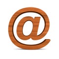 Wooden symbol email on white background. Isolated 3D illustration