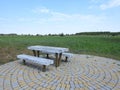Table and bench for rest in field, Lithuania