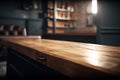 Wooden Table with Blurred Herb Shop Background for Product Presentation. Generative Ai Royalty Free Stock Photo