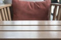 Wooden table and chair with pillow Royalty Free Stock Photo