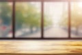 Wooden table on defocused windowsill background Generative AI Royalty Free Stock Photo