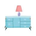 Wooden table drawers furniture and lamp icon