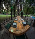 Panoramic view of set table Royalty Free Stock Photo