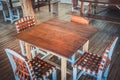 Wooden table and four chairs - empty restaurant