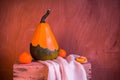 Wooden table full fresh fruit baskets Royalty Free Stock Photo