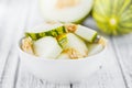 Wooden table with Futuro Melons selective focus Royalty Free Stock Photo