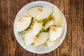 Wooden table with Futuro Melons selective focus Royalty Free Stock Photo