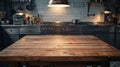 Wooden Table in Kitchen Under Light Royalty Free Stock Photo